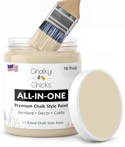 Chalky Chicks Cuppa Latte 16 Fl Oz Chalk Paint for Furniture All in One - color: Cuppa Latte (Tan), size: 16 Fl Oz (Pack of 1)