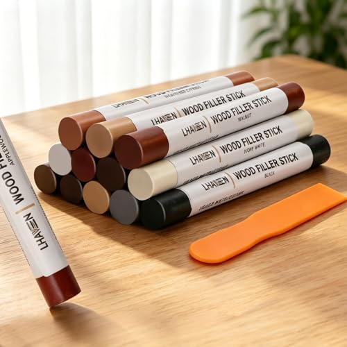 Wood Filler Sticks, 12 Colors Wood Repair Crayons for Wood Furniture - color: Dark Color 12pcs