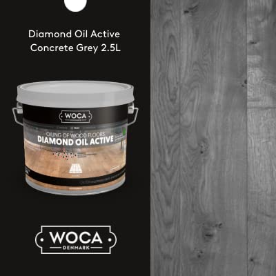 WOCA Denmark Diamond Oil Active (Concrete Grey, 2.5L) – Extremely Durable, Plant-Based Wood Finish | Low VOC, Isocyanate-Free, Liquid-Resistant | Safe for All Wood Species, Including Exotic Woods - color: Concrete Grey, size: 2.5L