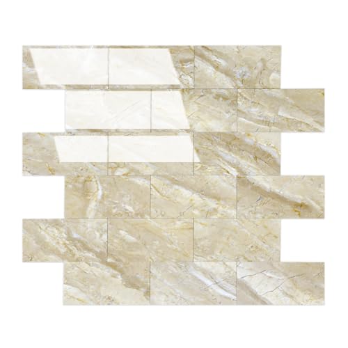 2026 New Upgrade Peel and Stick Backsplash Tile, Peel and Stick 11.34" X 11.57" Wall Tile for Kitchen, Bathroom, Fireplace, Laundry (Polished Beige, 10 Packs) - color: Polished Beige