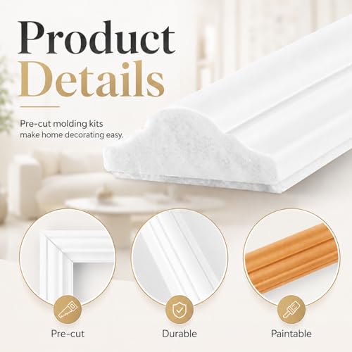 Accent Peel and Stick Wall Molding Kit Frame Pre Cut Moulding Panels - size: 50"x40"x20"