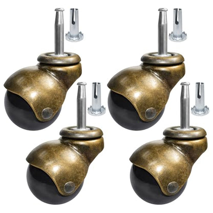 MySit 2 inch Ball Caster Wheels Grip Neck with 5/16" x 1-1/2" Set of 4
