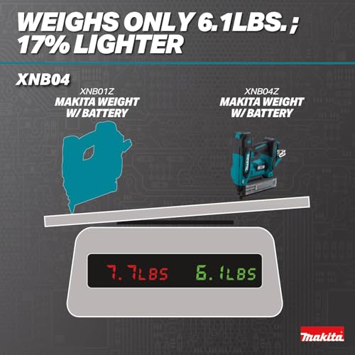 Makita XNB04Z 18V LXT® Lithium‑Ion Brushless Cordless 2” Brad Nailer, 18 Ga., Tool Only