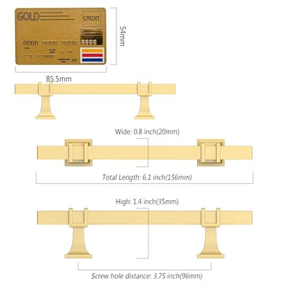 Amerdeco 10 Pack Brushed Gold Cabinet Pulls 3.75 Inch(96mm) Hole Center Drawer Pulls Cabinet Hardware Kitchen Cabinet Handles for Bathroom Dresser Pulls ZH0067 - color: Brushed Gold, size: 3.75"/96MM