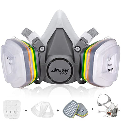 AirGearPro M-500 ABEK1-P2 Reusable Respirator Mask | Anti-Dust mask Ideal for Spray Painting, Sanding, Building work, DIY and more. - style: Abek1 P2