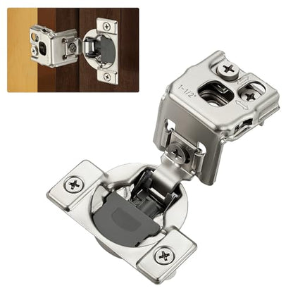 Satin Nickel Cabinet Hinges 1-1/2 Inch Overlay 20 Pack(10 Pairs) - size: 1-1/2 inch Overlay