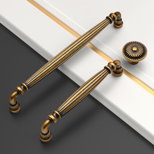Asidrama 10 Pack Brushed Antique Brass Kitchen Cabinet Knobs - color: Brushed Antique Brass, size: Single Hole Knob