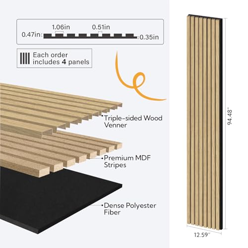 Olanglab Wood Panels for Wall 4Pack 94.5"x12.6" Warm Oak - color: Warm Oak