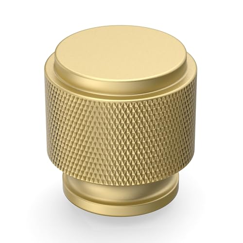 Asidrama 30 Pack Brushed Gold Zinc Alloy Knurled Dresser Knobs Cabinet Hardware for Dresser Drawers - color: Brushed Gold, style: 30 Pack
