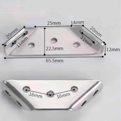 Universal Stainless Steel Furniture Corner Connector, Shelf Brackets 20PCS Silvery, for Furniture Corner Connectors, Wooden Furniture Triangle Stabilizer, Including 140 Screws.