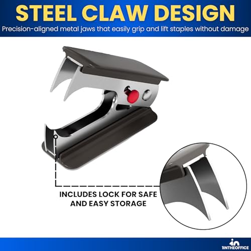 1InTheOffice Staple Remover, Claw Staple Remover, Staple Remover Tool, Black, "6 Pack"