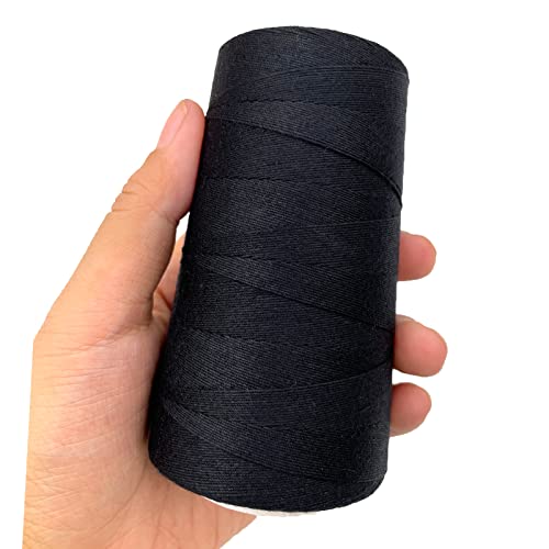 Thick Polyester Thread for Wig Making & Hair Extension Sewing, Black, 3 Pcs Curved Needles - color: Black