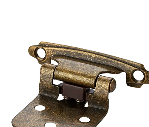 Ravinte Antique Bronze Cabinet Hinges, 1/2 Inch Overlay, 30 Pack (15 Pairs) - color: Antique Brass