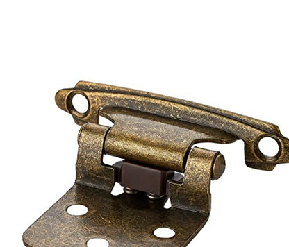 Ravinte Antique Bronze Cabinet Hinges, 1/2 Inch Overlay, 30 Pack (15 Pairs) - color: Antique Brass