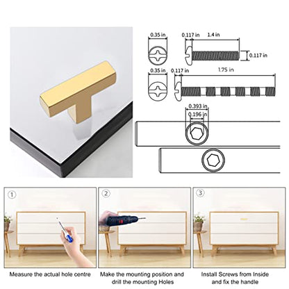 Cabinet Pulls Single Hole Cabinet Handles, 30 Pack Square Gold Bar Cabinet Pulls Drawer Cabinet Knobs Cupboard Hardware Cabinet Handles, Stainless Steel Single Hole Cabinet Knobs - color: Gold, size: Single Hole - No Hole Centers