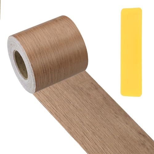 PATIKIL Wood Grain Repair Tape 2" x33', Self Adhesive Realistic Textured Repair Patch Peel and Stick Tape with Scraper for Floor Door Window Furniture Table Brown Wood - color: Brown Wood, size: 2"x33'