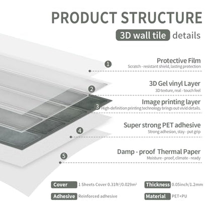 VICCI Subway Tile Stickers, Modern Gray, 4.72x9.68 Inch, 20-Sheet - color: Modern Gray
