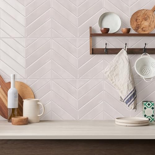 STICKGOO Herringbone Peel and Stick Backsplash, Smoky Pink, 10 Sheets - color: Smoky Pink, size: Pack of 10