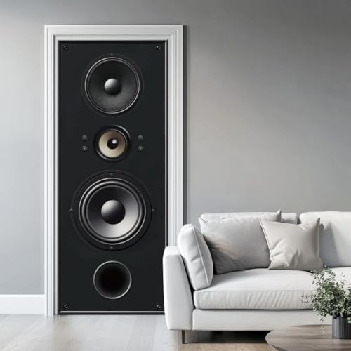 arricraft 2 Sheets Self-Adhesive Door Sticker, 80cmx200cm/31.5x78.7inch Music Audio Pattern Door Murals Stickers PVC Removable Wallpaper Decoration for Bedrooms Living Room - style: Music Audio