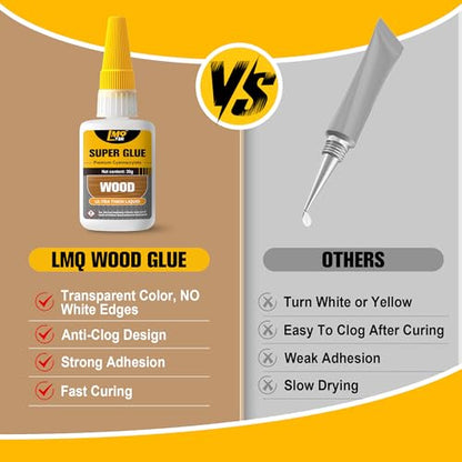 Wood Super Glue Liquid, Clear Instant CA Glue for Wood Furniture Heavy Duty - size: 1oz-thick