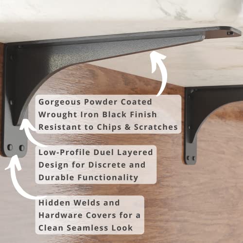 Starby Gladiator Series Solid Heavy Duty Welded 500 Lb Low Profile Granite Countertop Support Shelf Brackets Floating Shelf Discrete Slim 500 LB Capacity (2 Pack) (7" x 15" x 2.5") - size: 7" x 15" x 2.5"