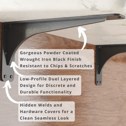 Starby Gladiator Series Solid Heavy Duty Welded 500 Lb Low Profile Granite Countertop Support Shelf Brackets Floating Shelf Discrete Slim 500 LB Capacity (2 Pack) (7" x 15" x 2.5") - size: 7" x 15" x 2.5"