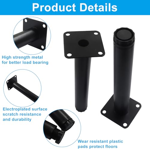 4 Pcs 7"/18cm Adjustable Furniture Legs, Metal Cabinet Legs - size: 7"/18cm