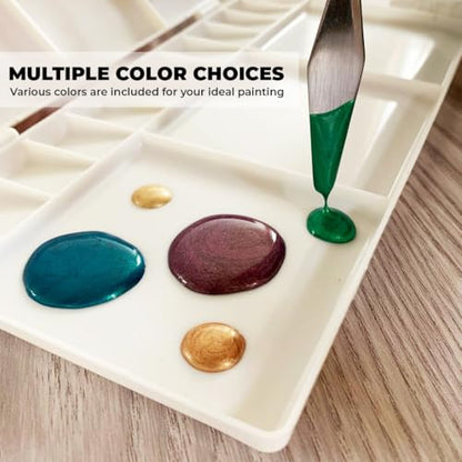 6-Piece Metallic Chalk Paint Kit - Premium Water-Based Paints with Semi-Gloss Finish for Furniture Restoration and Craft Projects - Non-Toxic