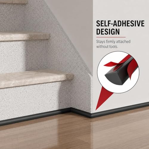0.25" x 0.25" Mini Quarter Round Molding,20FT Self Adhesive Flexible Trim for Small Gaps, Countertop Wall Seam, Window Sill, Desk & Cabinet Edge, Peel and Stick Finishing Strip - color: Black, size: 1/4 in x 20 ft