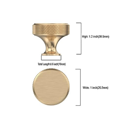 Asidrama 10 Pack Gold Knurled Cabinet Knobs for Dresser Kitchen Brushed Gold Cabinet Pulls Drawer Hardware for Cabinets - color: Gold, style: 10 Pack