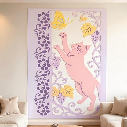 TIAMECH A4 Reusable Cat Catching Butterfly Stencil for Painting - color: Cat Catching Butterfly
