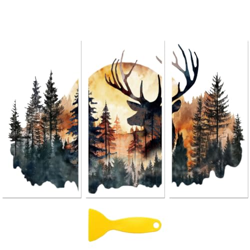 Peacoblue Deer Head and Forest Rub On Transfers for Furniture Craft 6"x12" - style: Deer Head and Forest