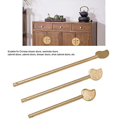 Fdit 3PCS Chinese Leaf Bolt Locking Pin, Cabinet Key Leaf Shaped Retro Cabinet Locking Pin Brass for Home Furniture