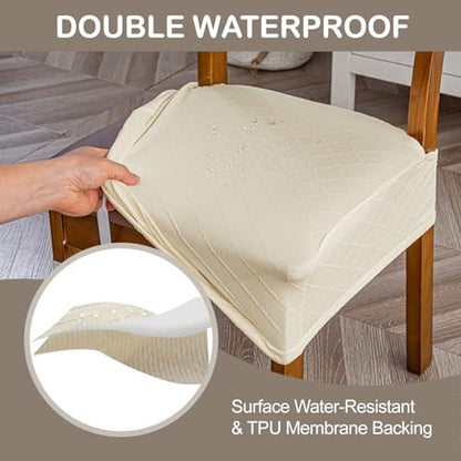 Genina Waterproof Chair Covers for Dining Room,Set of 6,Beige - color: Beige, size: 6PCS