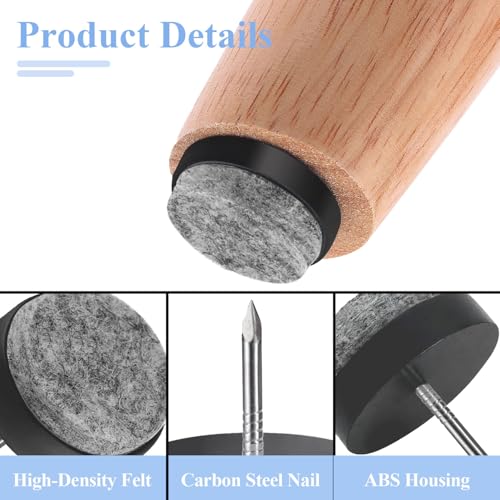 Nail-on Furniture Felt Pads, 30Pack 28mm Round Table Chair Leg Pad - color: Black, size: Φ 28 mm