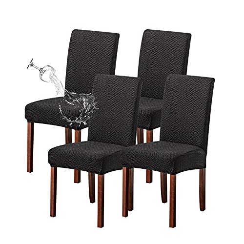 Genina Waterproof Chair Covers for Dining Room Chair Slipcovers Set of 4 - color: Black, size: 14-18in Waterproof