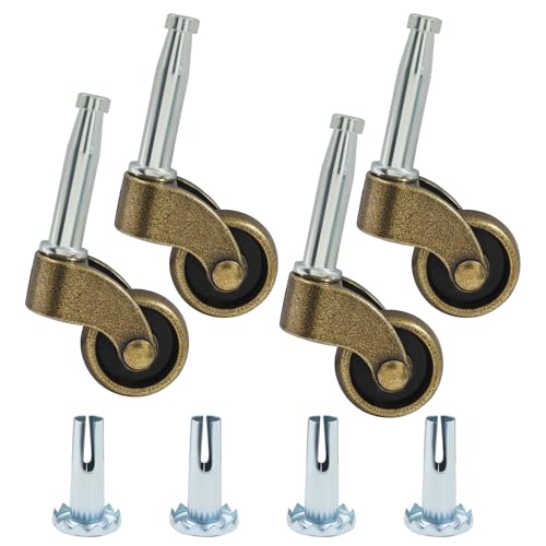 BokWin 1 Inch Swivel Stem Ball Caster Wheel, 4 Pack, Antique Brass
