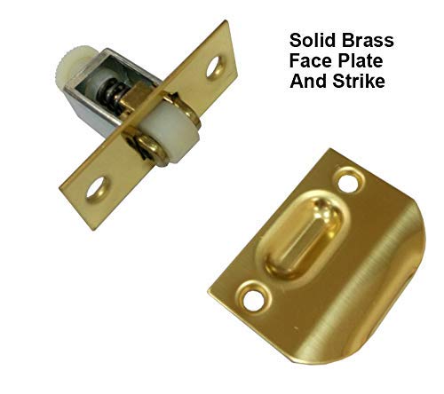 QCAA Solid Brass Roller Catch, Polish Brass, Made in Taiwan, 2 Pack - color: Polished Brass, size: 2 Pack