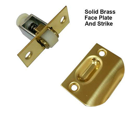 QCAA Solid Brass Roller Catch, Polish Brass, Made in Taiwan, 2 Pack - color: Polished Brass, size: 2 Pack