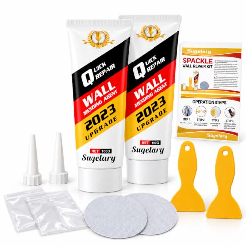 Drywall Repair Kit, 2 Pack Wall Mending Agent, Wall Spackle Paste with Scraper, White Plaster Effortlessly Fixes Small Holes and Cracks
