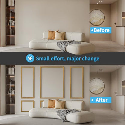 Art3d Pre-Cut Wall Molding Set of 6 pcs, 3 Top 3 Bottom, Antique Gold - color: Antique Gold: Style 1