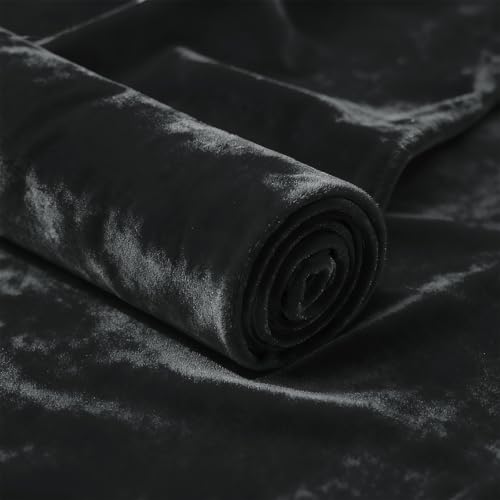 Black 2‑Way Stretch Velvet Fabric 5 Yards 60 Inch Wide - color: Black, size: 5 Yards