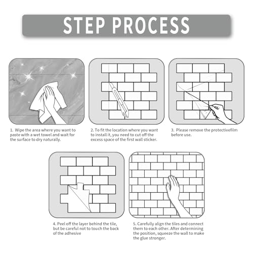 10 Sheets Peel and Stick Backsplash for Kitchen 12"X12" Renter Friendly Backsplash Back Splash Adhesive Subway Wall for Bathroom Cream White & Light Gray Marble Tile Sticker（Not 3D Tile