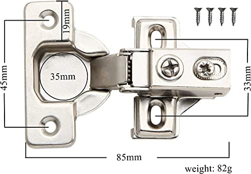 Silverline 2 Pack Soft Close 1/2 Inch Overlay Short Arm Kitchen Cabinet Hinges, Brushed Nickel 95 Opening Degree Concealed Face Frame Door Hinges with Mounting Screws