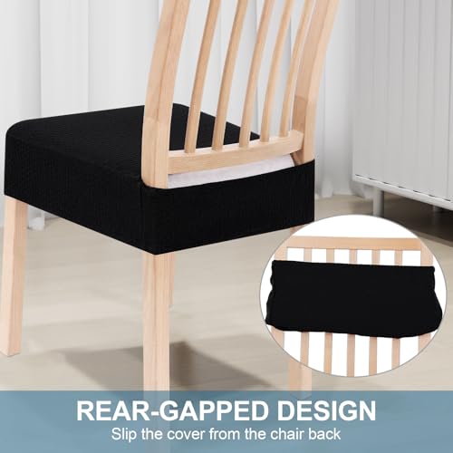 Smiry Stretch Jacquard Seat Covers for Dining Room Chairs Set of 2 - color: Black, size: Set of 2