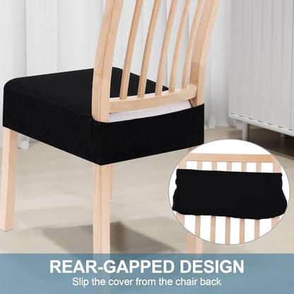 Smiry Stretch Jacquard Seat Covers for Dining Room Chairs Set of 2 - color: Black, size: Set of 2