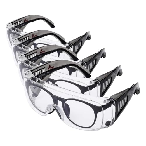 UNCO- Safety Goggles Over Glasses, Protective Goggles, Anti Fog, Work, Safety Glasses Over - color: Black, size: 4 Pack