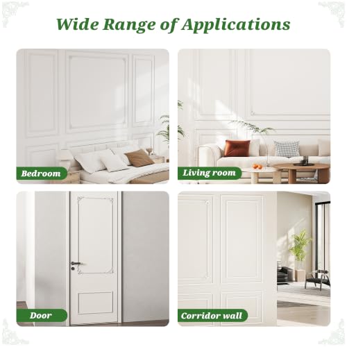 3 Set Peel and Stick Wall Molding Kit (12 Frames & 4 Corner Flowers)