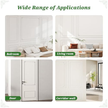 3 Set Peel and Stick Wall Molding Kit (12 Frames & 4 Corner Flowers)
