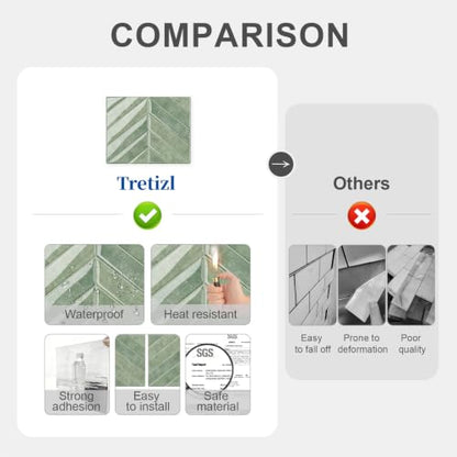 10 Sheets Thicker Design Peel and Stick Backsplash, 3D Self Adhesive Peel and Stick Wall Tile Backsplash for Kitchen, Bathroom, 11.4"x9.1", Light Green - color: Light Green
